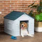 Casa para Perros con Imitación de Ventana y Tejas para Perros Medianos 65x75,7x63 cm Azul Verdoso y Blanco
