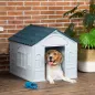 Casa para Perros con Imitación de Ventana y Tejas para Perros Medianos 65x75,7x63 cm Azul Verdoso y Blanco Casa para Perros con Imitación de Ventana y Tejas para Perros Medianos 65x75,7x63 cm Azul Verdoso y Blanco