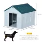 Casa para Perros con Imitación de Ventana y Tejas para Perros Medianos 65x75,7x63 cm Azul Verdoso y Blanco Casa para Perros con Imitación de Ventana y Tejas para Perros Medianos 65x75,7x63 cm Azul Verdoso y Blanco