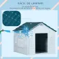 Casa para Perros con Imitación de Ventana y Tejas para Perros Medianos 65x75,7x63 cm Azul Verdoso y Blanco