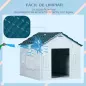 Casa para Perros con Imitación de Ventana y Tejas para Perros Medianos 65x75,7x63 cm Azul Verdoso y Blanco Casa para Perros con Imitación de Ventana y Tejas para Perros Medianos 65x75,7x63 cm Azul Verdoso y Blanco