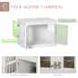 Jaula para Perros Pequeños Mesa Auxiliar Moderna con 3 Puertas Francés con Cierre Magnético 78x53x59,3 cm Blanco