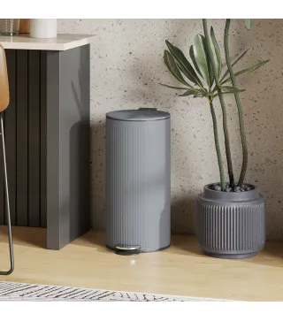 Cubo de Basura Cocina 30L con Pedal Tapa de Cierre Suave y Cubo Extraíble para Dormitorio Oficina Estudio Salón Gris