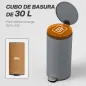 Cubo de Basura Cocina 30L con Pedal Tapa de Cierre Suave y Cubo Extraíble para Dormitorio Oficina Estudio Salón Gris