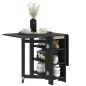 Mesa de Cocina Plegable con Alas Abatibles 2 Ruedas y Estantes Estilo Moderno 120x60x75 cm Negro