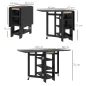 Mesa de Cocina Plegable con Alas Abatibles 2 Ruedas y Estantes Estilo Moderno 120x60x75 cm Negro