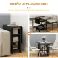Mesa de Cocina Plegable con Alas Abatibles 2 Ruedas y Estantes Estilo Moderno 120x60x75 cm Negro