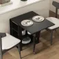 Mesa de Cocina Plegable con Alas Abatibles 2 Ruedas y Estantes Estilo Moderno 120x60x75 cm Negro