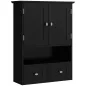 Armario de Baño de Pared Armario Colgante Mueble Suspendido de Baño con 2 Puertas y 2 Cajones 50,8x17,8x66 cm Negro