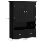 Armario de Baño de Pared Armario Colgante Mueble Suspendido de Baño con 2 Puertas y 2 Cajones 50,8x17,8x66 cm Negro