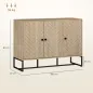Aparador de Salón con 3 Puertas con Diseño Chevron Estantes Ajustables Patas de Metal 108x40x80 cm Roble