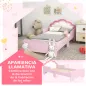 Cama Infantil 70x140 cm con Barrera Anticaídas y Somier Cabecero en Forma de Nube Rosa