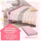 Cama Infantil 70x140 cm con Barrera Anticaídas y Somier Cabecero en Forma de Nube Rosa