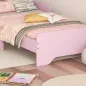 Cama Infantil 70x140 cm con Barrera Anticaídas y Somier Cabecero en Forma de Nube Rosa