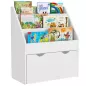 Librería Infantil de 4 Niveles Estantería para Libros Infantil con 3 Estantes y 1 Cajón con Ruedas 62,5x30x70 cm Blanco Librería Infantil de 4 Niveles Estantería para Libros Infantil con 3 Estantes y 1 Cajón con Ruedas 62,5x30x70 cm Blanco