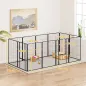 Parque para Perros de 12 Paneles de 100 cm de Altura con Puertas para Interior y Exterior Negro