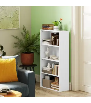 Estantería con 2 Ajustables y Sistema Antivuelco para Oficina Salón o Dormitorio 60x24x115,5 cm Blanco