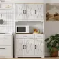 Alacena de Cocina con 6 Puertas Encimera para Microondas 2 Cajones Estantes Ajustables Orificio para Cable Blanco