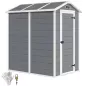 Cobertizo de Jardín Exterior 2,1 m² 131x186x198 cm Caseta de Jardín con Suelo Ventana y Puerta con Cerradura Gris Cobertizo de Jardín Exterior 2,1 m² 131x186x198 cm Caseta de Jardín con Suelo Ventana y Puerta con Cerradura Gris
