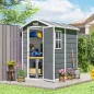 Cobertizo de Jardín Exterior 2,1 m² 131x186x198 cm Caseta de Jardín con Suelo Ventana y Puerta con Cerradura Gris