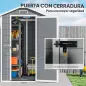 Cobertizo de Jardín Exterior 2,1 m² 131x186x198 cm Caseta de Jardín con Suelo Ventana y Puerta con Cerradura Gris Cobertizo de Jardín Exterior 2,1 m² 131x186x198 cm Caseta de Jardín con Suelo Ventana y Puerta con Cerradura Gris