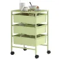 Carrito de Almacenamiento de 4 Niveles Carrito de Cocina con Ruedas 3 Cestas y Tablero 40,8x33,5x60,5 cm Verde