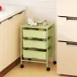 Carrito de Almacenamiento de 4 Niveles Carrito de Cocina con Ruedas 3 Cestas y Tablero 40,8x33,5x60,5 cm Verde