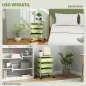 Carrito de Almacenamiento de 4 Niveles Carrito de Cocina con Ruedas 3 Cestas y Tablero 40,8x33,5x60,5 cm Verde