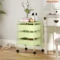 Carrito de Almacenamiento de 4 Niveles Carrito de Cocina con Ruedas 3 Cestas y Tablero 40,8x33,5x60,5 cm Verde