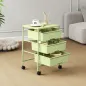 Carrito de Almacenamiento de 4 Niveles Carrito de Cocina con Ruedas 3 Cestas y Tablero 40,8x33,5x60,5 cm Verde