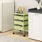 Carrito de Almacenamiento de 4 Niveles Carrito de Cocina con Ruedas 3 Cestas y Tablero 40,8x33,5x60,5 cm Verde