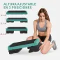 Step de Aeróbic Step para Fitness Antideslizante Altura Regulable 3 Niveles 77x36x20,5cm Verde y Negro
