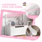 Banco Almacenaje para Niños con Respaldo Tapa Amortiguadora Carga 30 kg para Salas de Juego 68,5x34x58 cm Rosa y Blanco