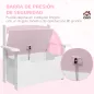 Banco Almacenaje para Niños con Respaldo Tapa Amortiguadora Carga 30 kg para Salas de Juego 68,5x34x58 cm Rosa y Blanco