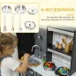 Cocina de Juguete de Madera con Sonido Accesorios de Acero Inoxidable para Niños a Partir de 3 Años Marrón Oscuro