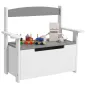 Banco Almacenaje para Niños con Respaldo Tapa Amortiguadora Carga 30 kg para Salas de Juego 68,5x34x58 cm Gris y Blanco