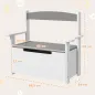 Banco Almacenaje para Niños con Respaldo Tapa Amortiguadora Carga 30 kg para Salas de Juego 68,5x34x58 cm Gris y Blanco