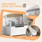 Banco Almacenaje para Niños con Respaldo Tapa Amortiguadora Carga 30 kg para Salas de Juego 68,5x34x58 cm Gris y Blanco