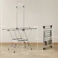 Tendedero Vertical Plegable con Alas Ajustables 4 Soportes para Calzado Barra y Estante 139x62,5x201 cm Plata