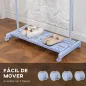 Tendedero Extensible con Ruedas con Barra de Acero Inoxidable y Estante para Zapatos 159x42x168 cm Azul y Plata