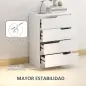 Cómoda con 4 Cajones Cómoda de Dormitorio Moderno con Anti-vuelco Cajonera para Salón Pasillo 60x40x85 cm Blanco