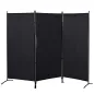 Biombo Separador de Ambientes de 3 Paneles 253x50x182 cm Divisor de Habitación Plegable con 6 Pies de Metal Negro