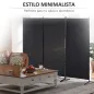 Biombo Separador de Ambientes de 3 Paneles 253x50x182 cm Divisor de Habitación Plegable con 6 Pies de Metal Negro