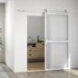 Herrajes para Puertas Correderas 200 cm Kit de Accesorios para Puerta Corredera con 2 Rieles y Guía Blanco