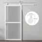 Herrajes para Puertas Correderas 200 cm Kit de Accesorios para Puerta Corredera con 2 Rieles y Guía Blanco