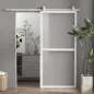 Herrajes para Puertas Correderas 200 cm Kit de Accesorios para Puerta Corredera con 2 Rieles y Guía Blanco