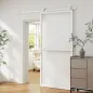 Herrajes para Puertas Correderas 200 cm Kit de Accesorios para Puerta Corredera con 2 Rieles y Guía Blanco