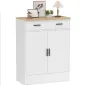 Aparador de Salón con 2 Puertas 2 Cajones y Estantes Ajustables para Cocina Entrada Dormitorio 68,6x35x90,3 cm Blanco