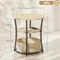 Mesa Auxiliar Redonda de 3 Niveles con Estación de Carga 3 Estantes y Bolsa para Salón Dormitorio Ø50x55,1 cm Natural