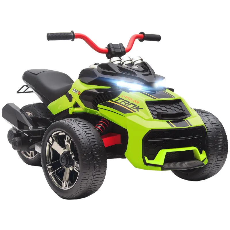 Quad Eléctrico para Niños 12V con 2 Motores Velocidad hasta 5 km/h 3 Ruedas Suspensión Verde